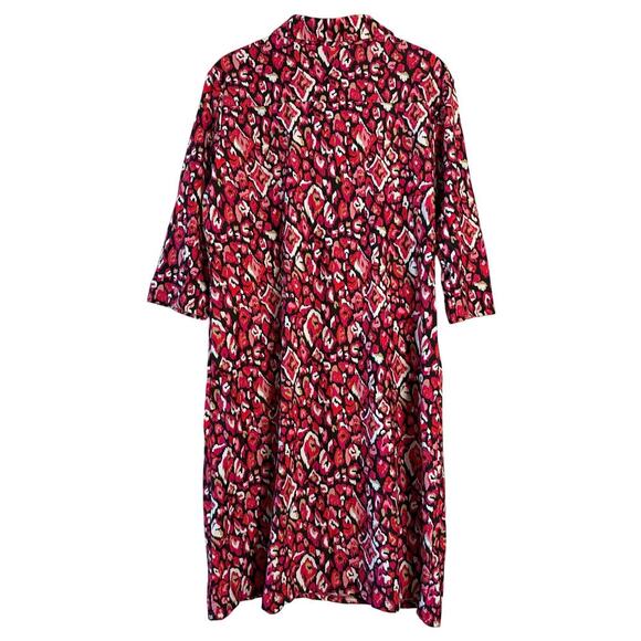 Jude Connally Pink Black White Red Pattern 3/4 Sleeve Knit Collared Sz Medium - Picture 7 of 7